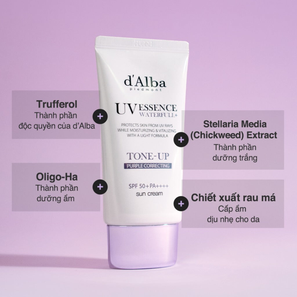 D'ALBA Waterfull Tone Up Purple Correcting Sun Cream SPF50+ PA++++- [COMBO 2 - ONLY $67]