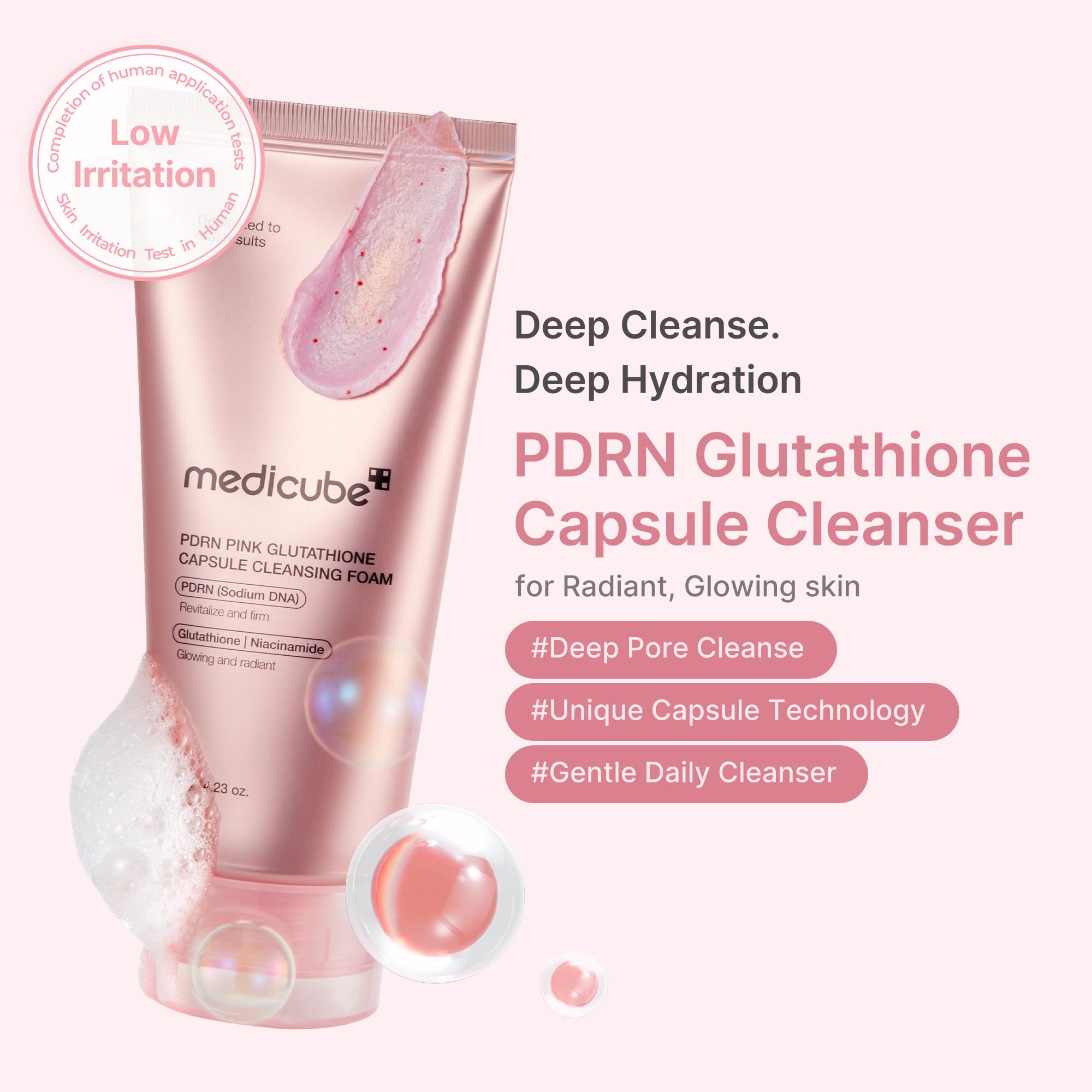 MEDICUBE PDRN Pink Glutathione Capsule Cleansing Foam 120g