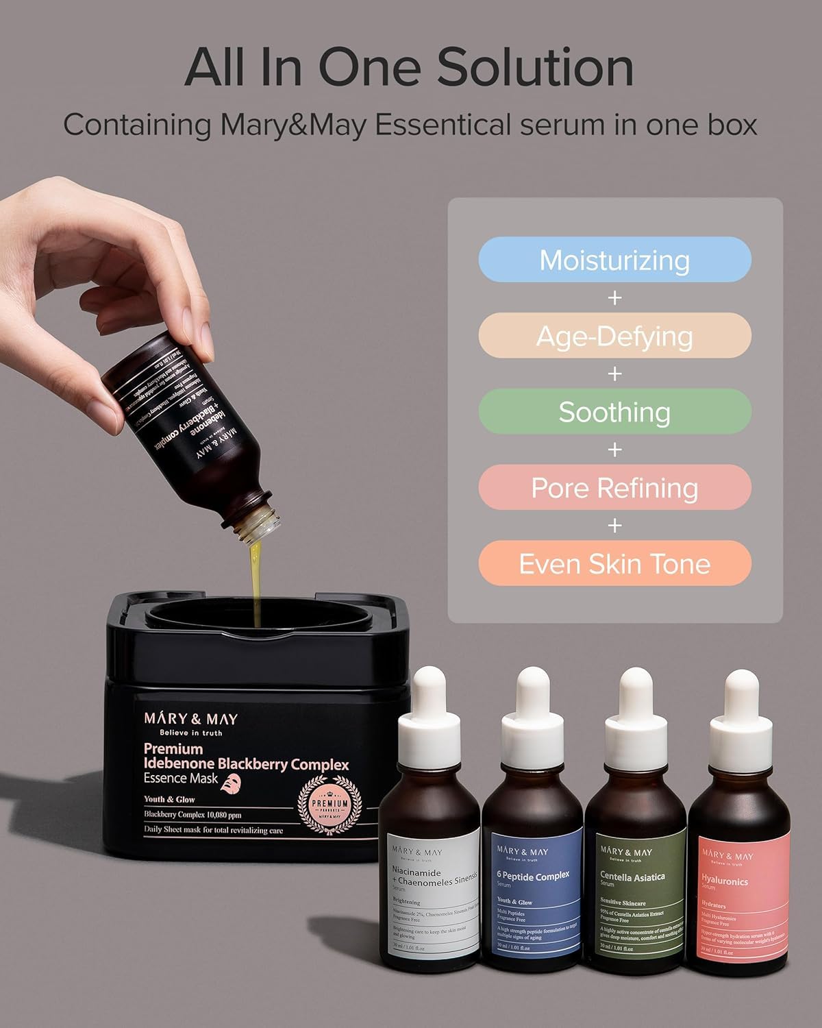 MARY & MAY Premium Idebenone Blackberry Complex Essence Mask