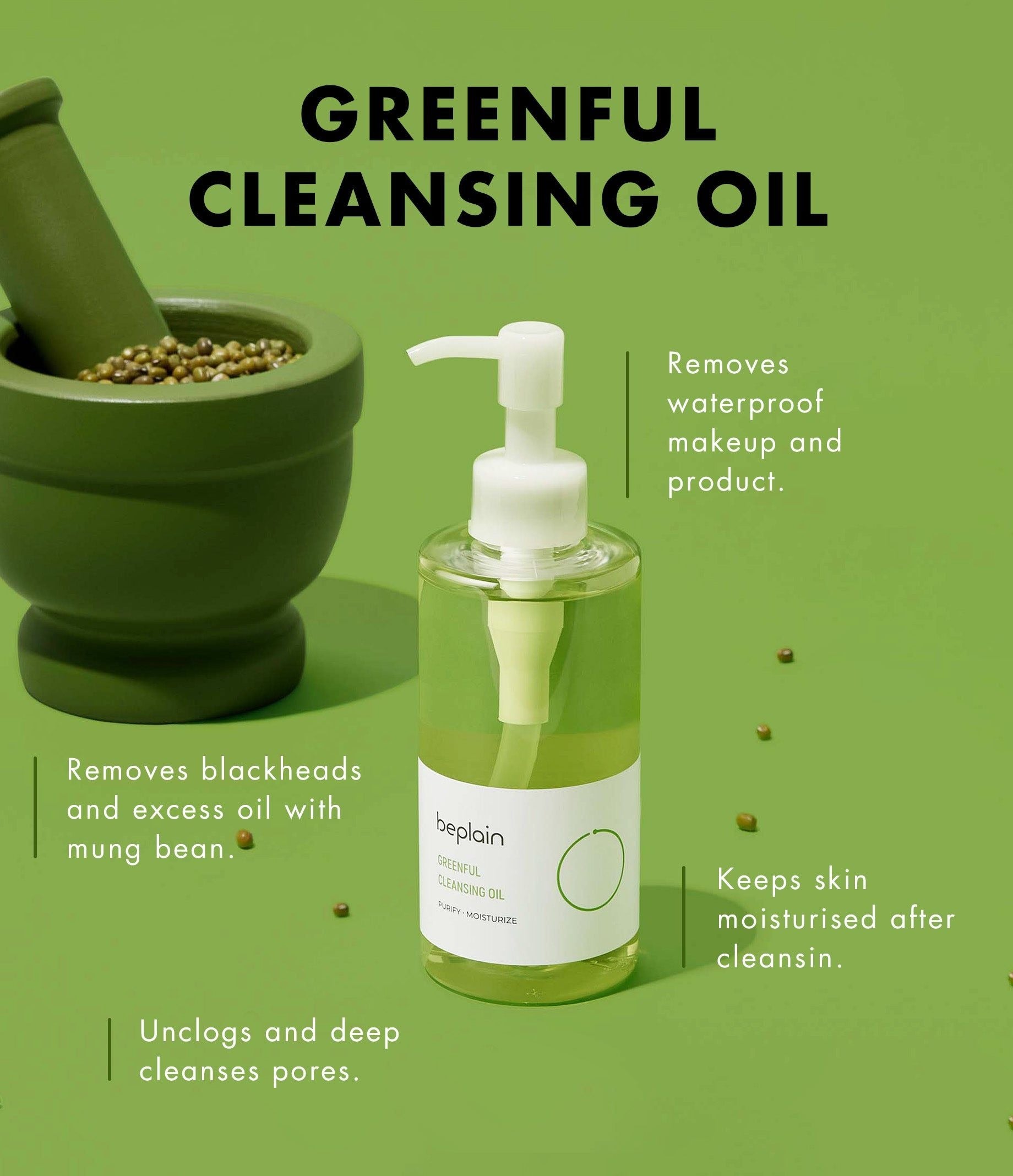 Beplain Mini BEPLAIN Mungbean Cleansing Oil 200ml + Mini 20ml + 20ml Online in ...