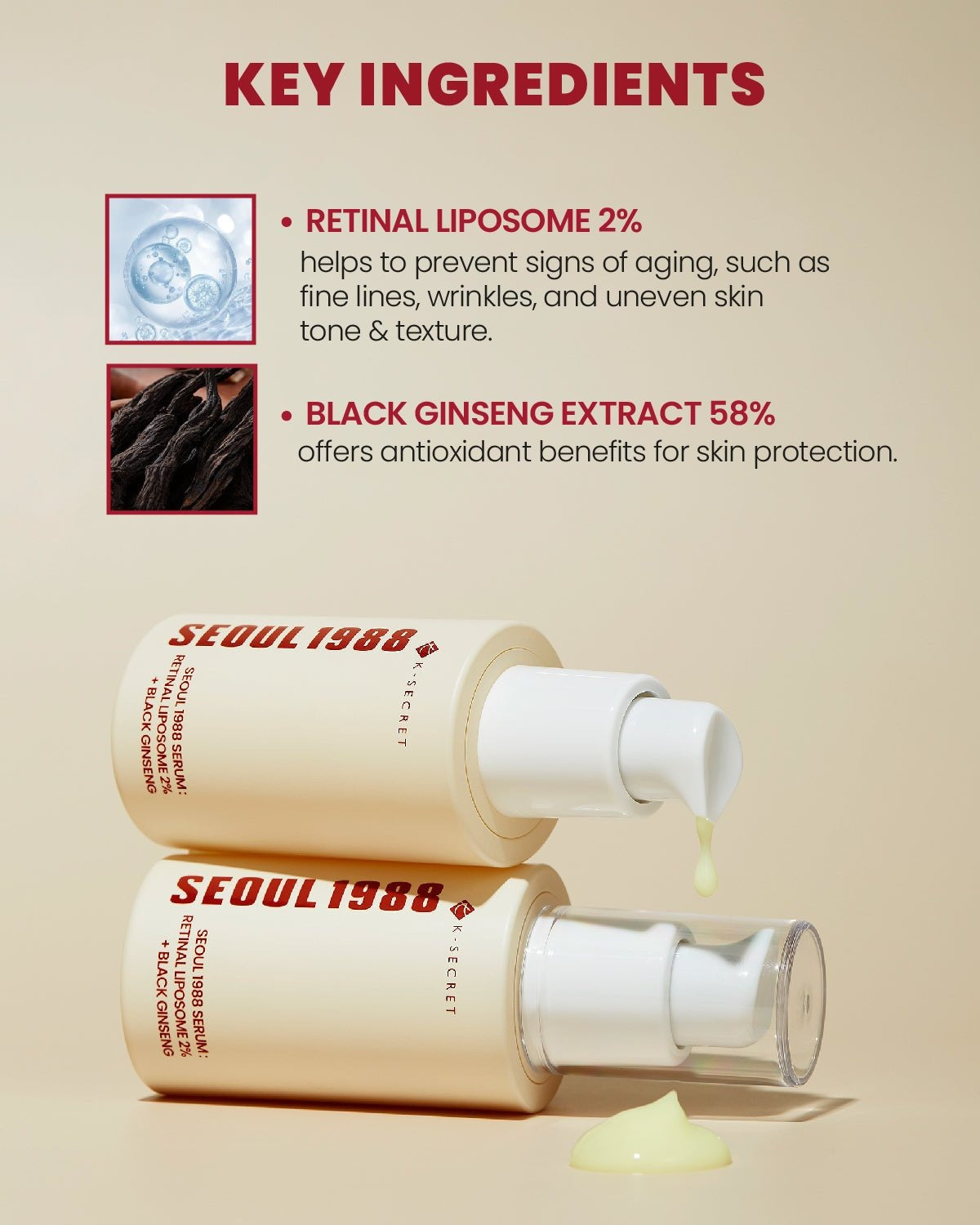 KSECRET SEOUL 1988 Serum : Retinal Liposome 2% + Black Ginseng 30ml
