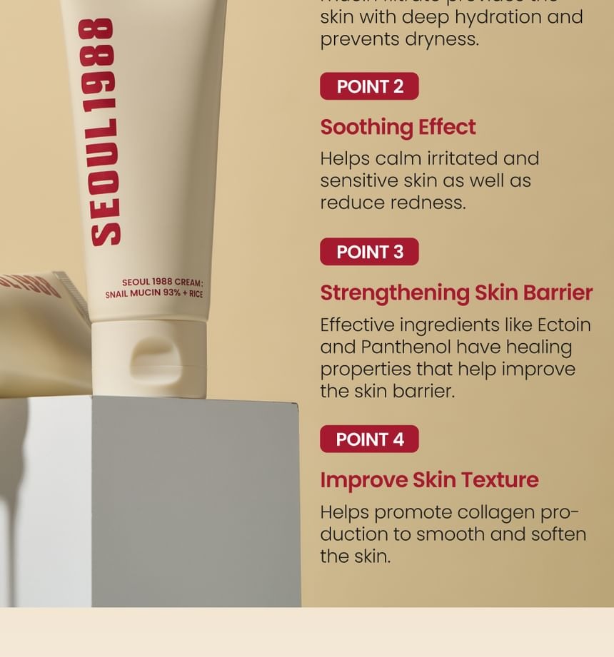 KSECRET SEOUL 1988 Cream : Snail Mucin 93% + Rice 50ml