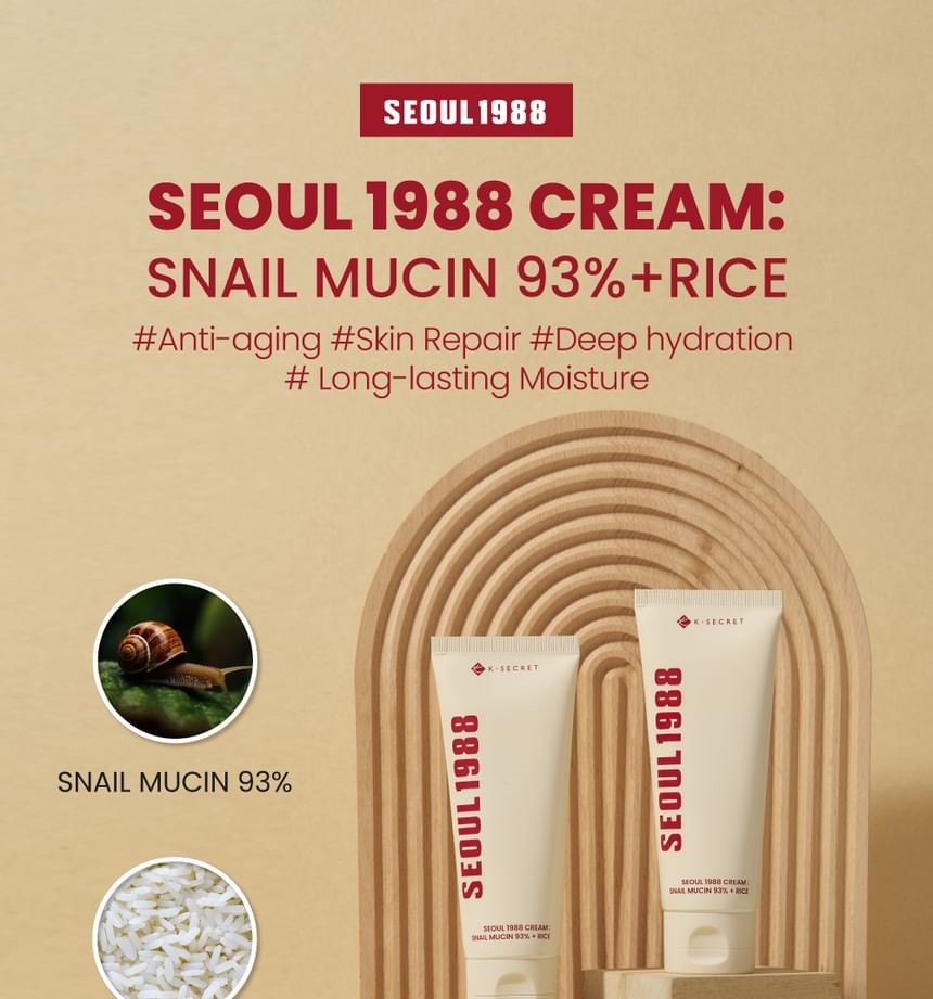 KSECRET SEOUL 1988 Cream : Snail Mucin 93% + Rice 50ml