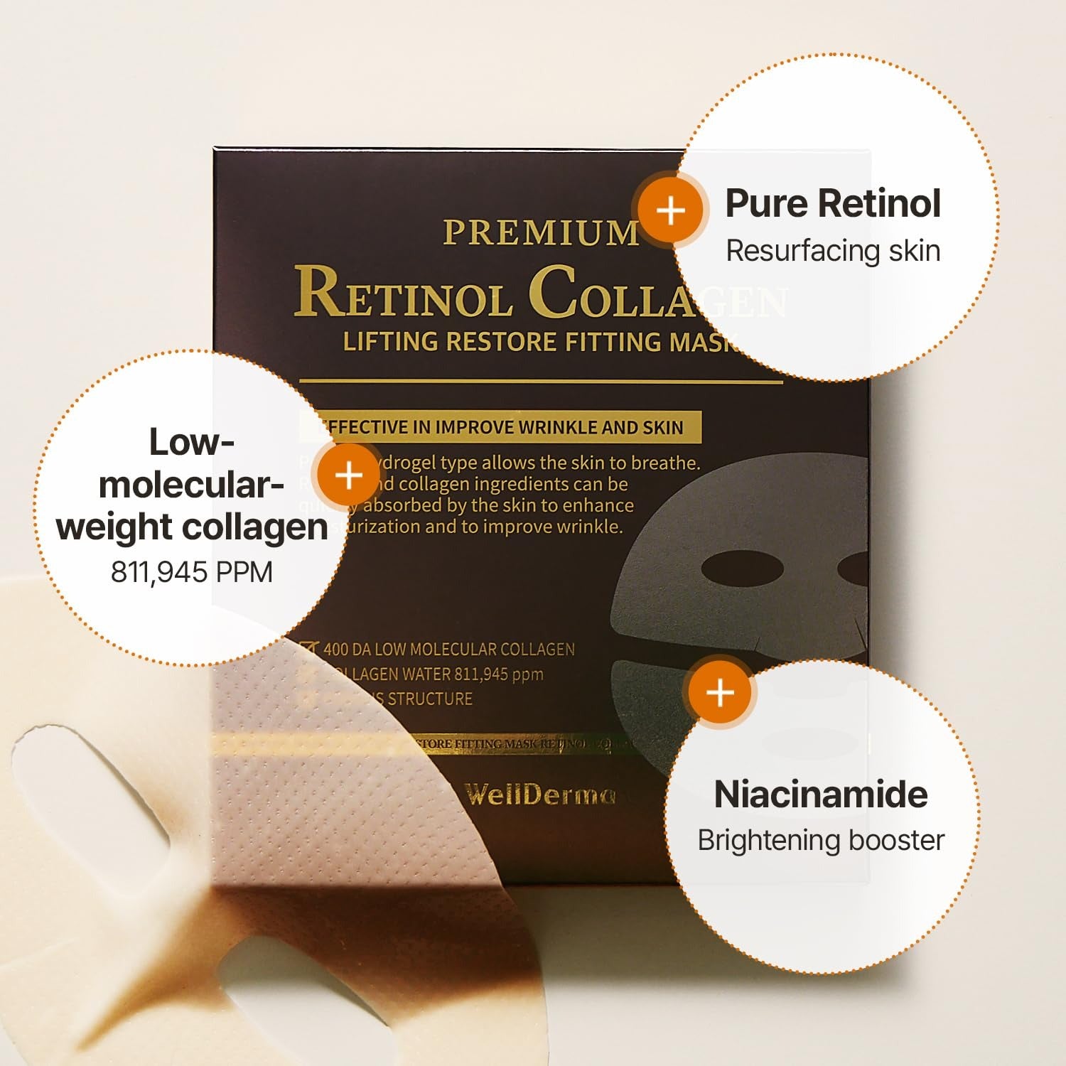 WELLDERMA Premium Retinol Collagen Lifting Restore Fitting Mask